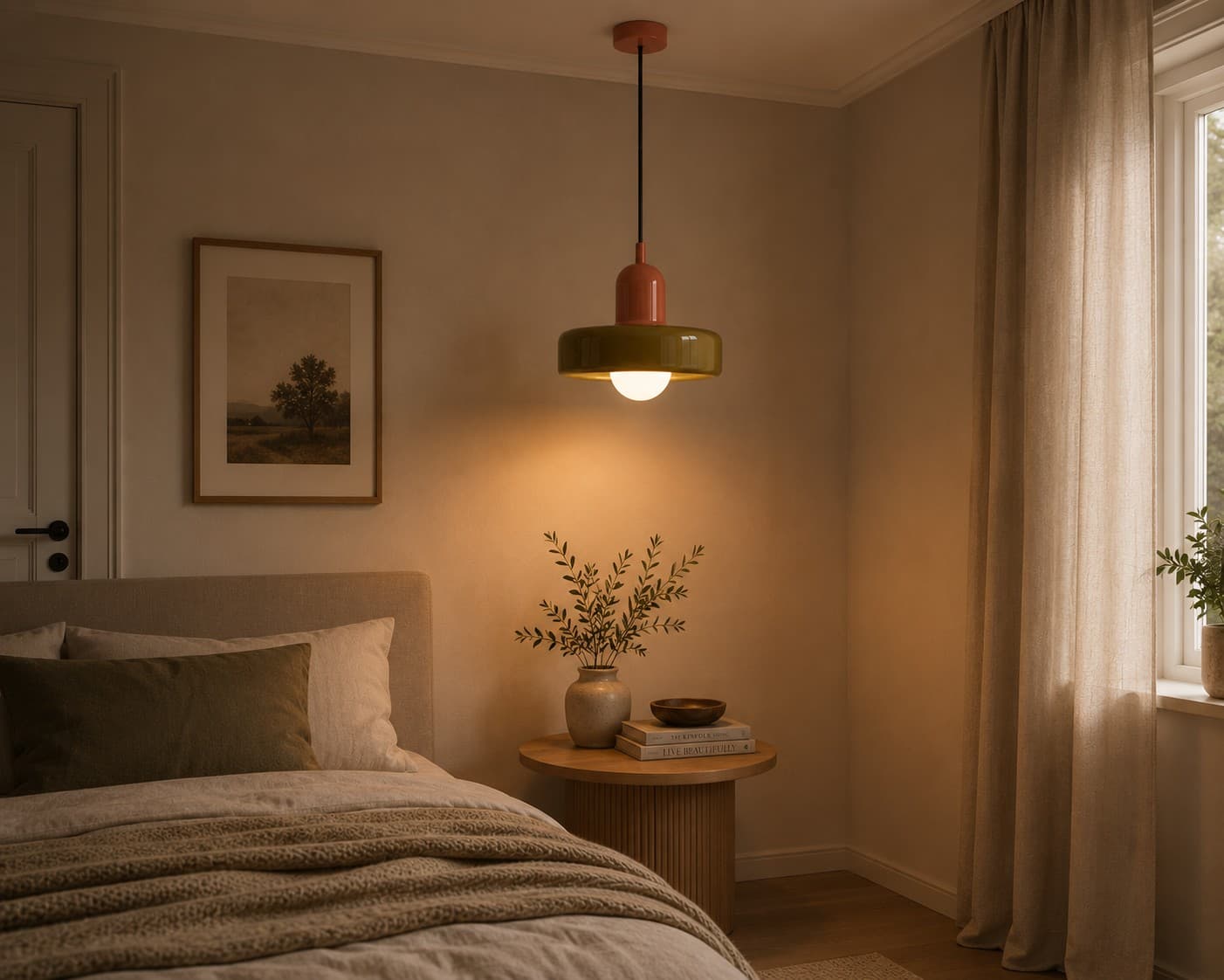 Nordic Retro Glass Pendant Light – Modern E27 Hanging Lamp lifestyle image